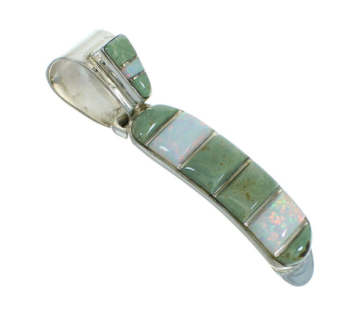 Southwestern Sterling Silver Turquoise And Opal Inlay Slide Pendant YX68264